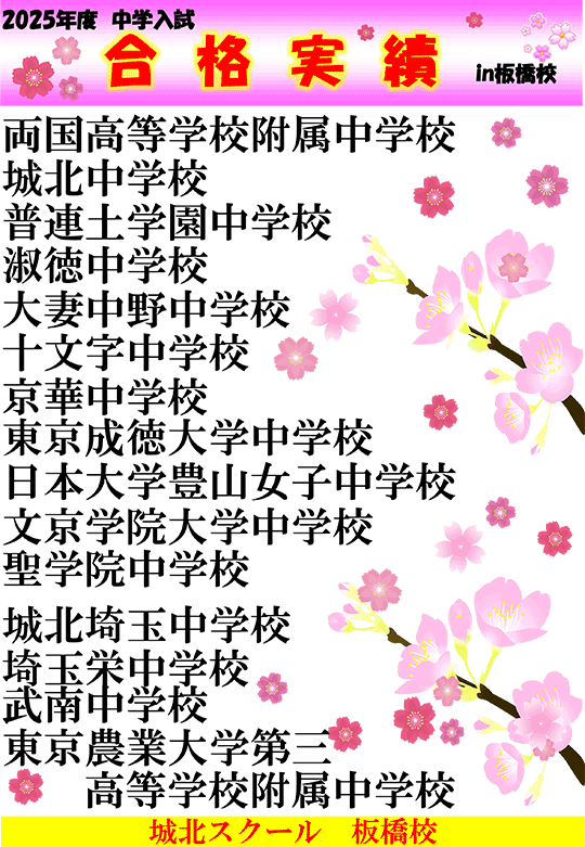 2025年度中学入試 合格速報
