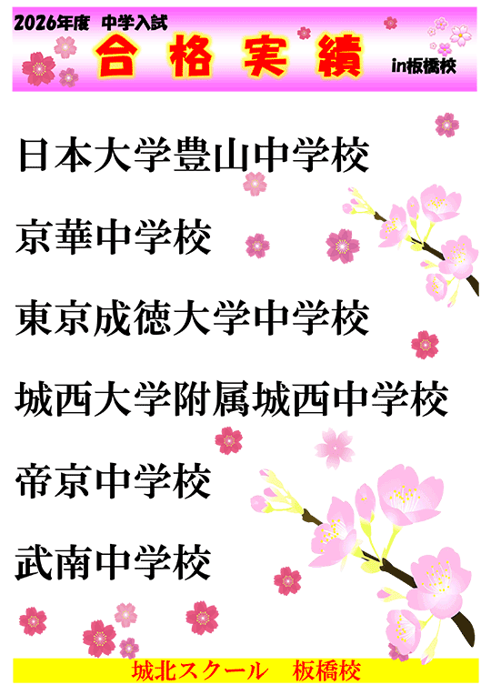2026年度 中学入試合格実績