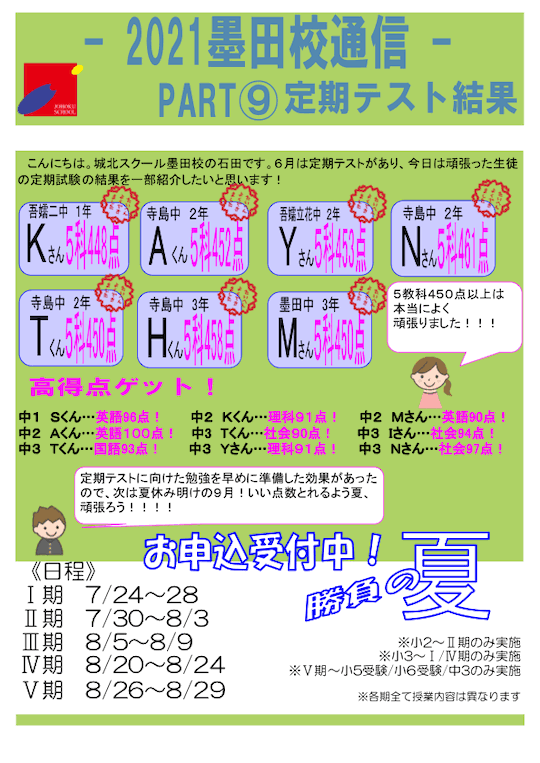 墨田校通信〜定期テスト結果〜